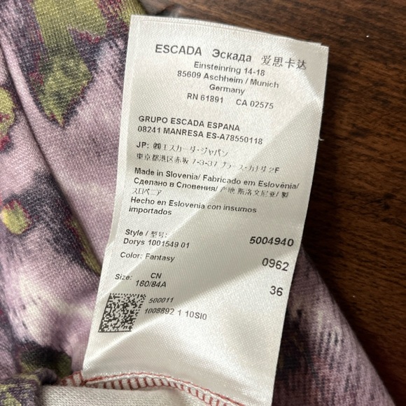 Escada Watercolor Dress Size 36 US 6 Colorful Designer Business Knit Summer EUC - Picture 14 of 16